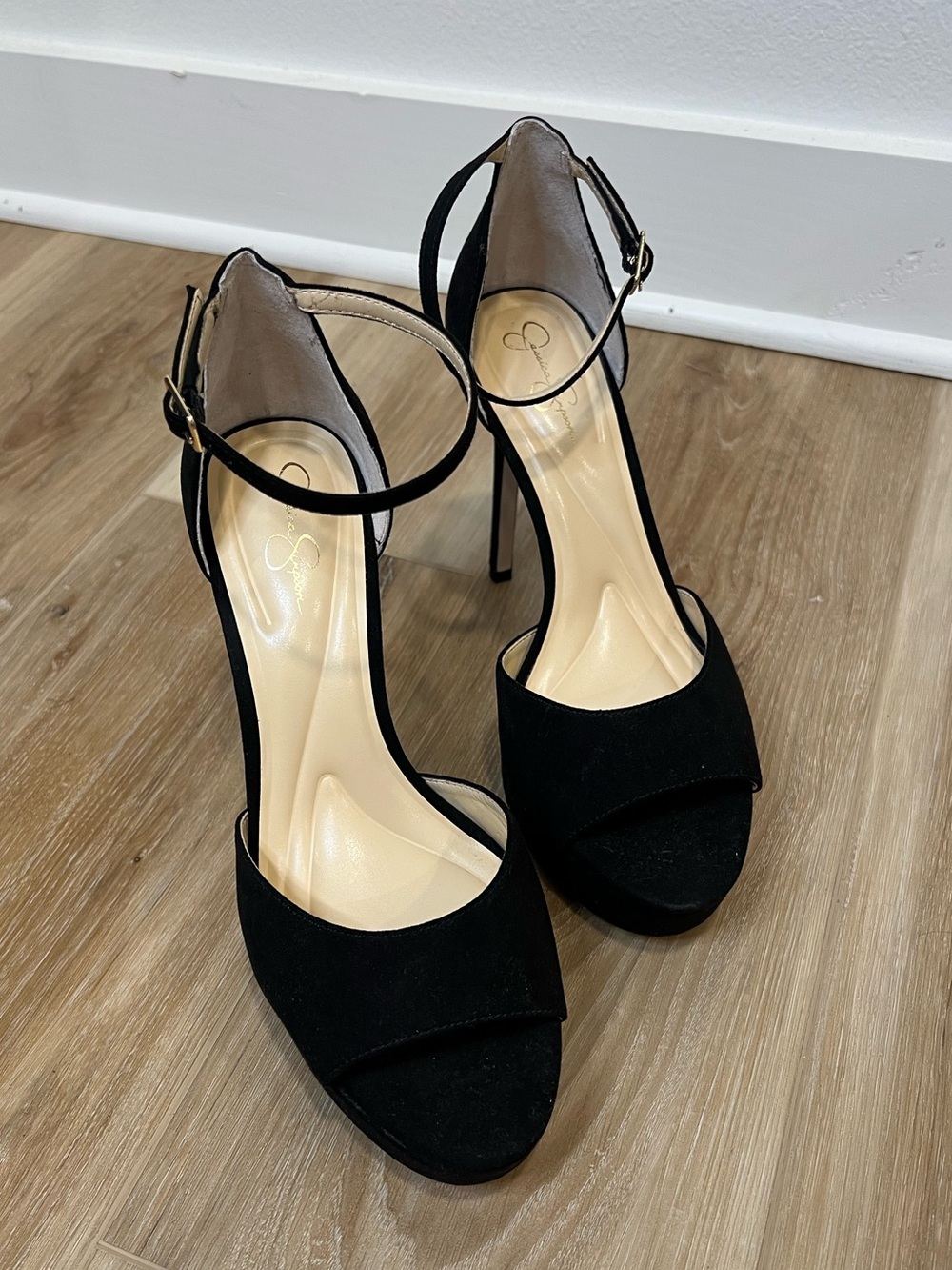 Jessica Simpson Black Ankle-Strap High Heel Sandals Size 8